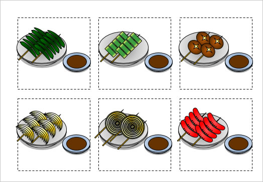 野菜串焼きのイラスト（２）の画像１