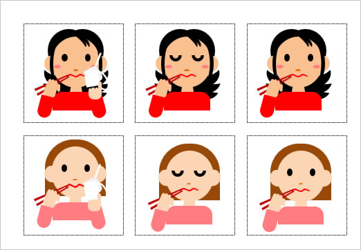 静かに食べる女性のイラストの画像２