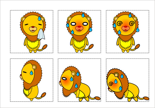 熱中症気味のライオンのイラストの画像
