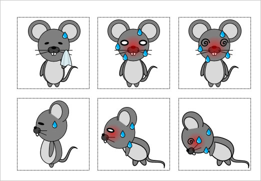 熱中症気味のネズミのイラストの画像