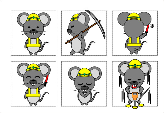 工事作業するネズミのイラストの画像