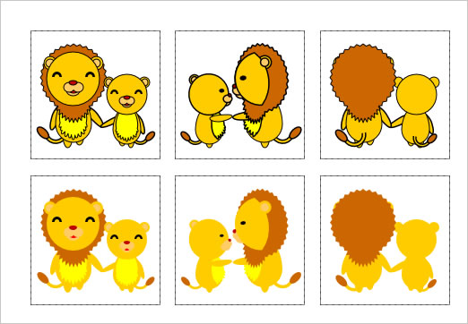 ライオンの親子のイラストの画像