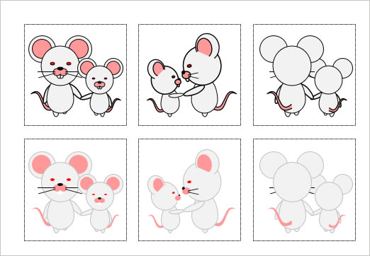 ハツカネズミの親子のイラストの画像
