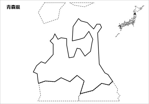 青森県の白地図 パワーポイント パワポ素材のぱわぽすけ