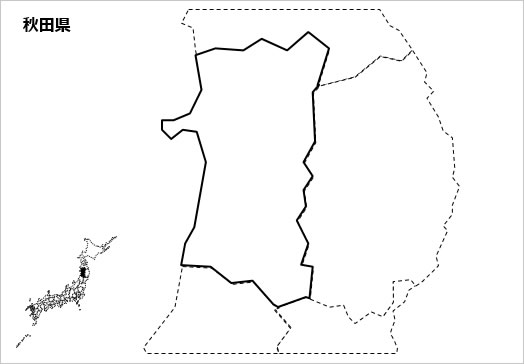 秋田県の白地図 パワーポイント パワポ素材のぱわぽすけ