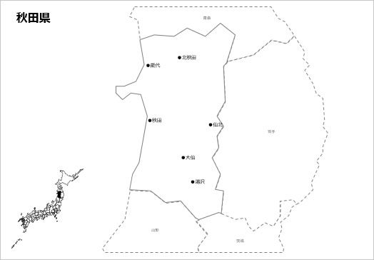 秋田県の白地図の画像２