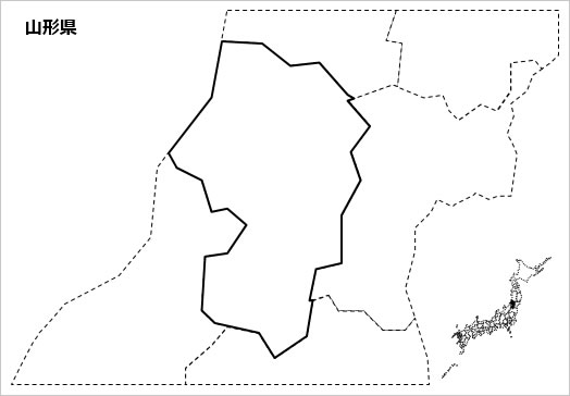 山形県の白地図 パワーポイント パワポ素材のぱわぽすけ