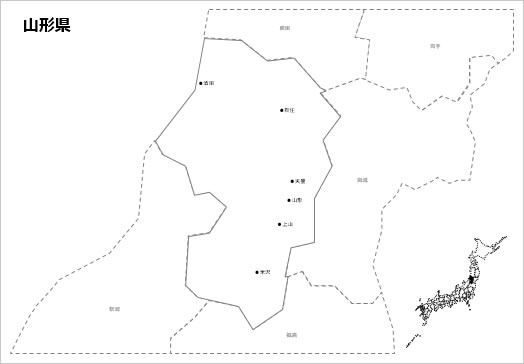 山形県の白地図の画像２
