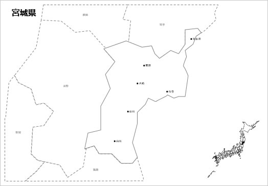 宮城県の白地図 パワーポイント パワポ素材のぱわぽすけ