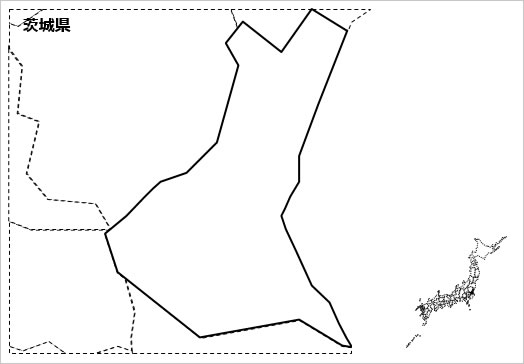 茨城県の白地図 パワーポイント パワポ素材のぱわぽすけ