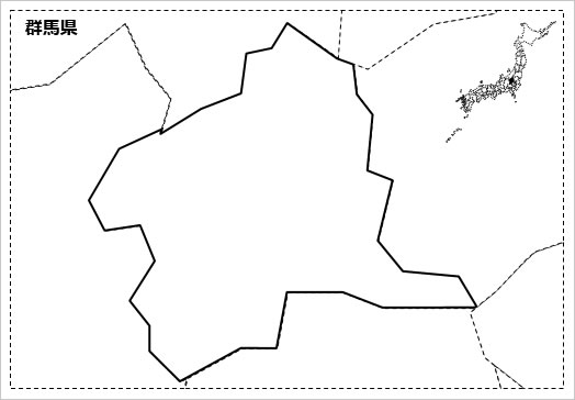 群馬県の白地図 パワーポイント パワポ素材のぱわぽすけ