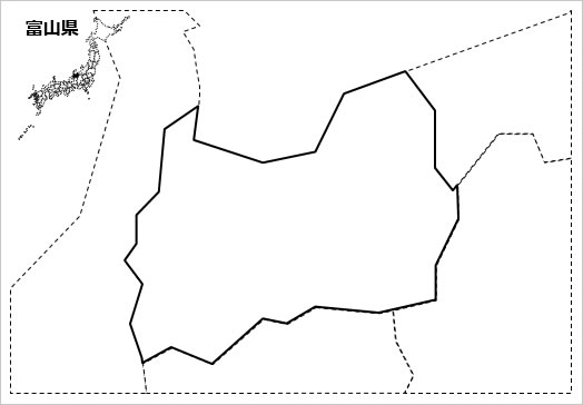 富山県の白地図 パワーポイント パワポ素材のぱわぽすけ