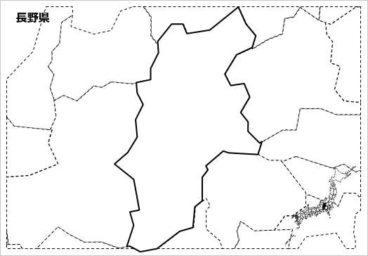 長野県の白地図 パワーポイント パワポ素材のぱわぽすけ