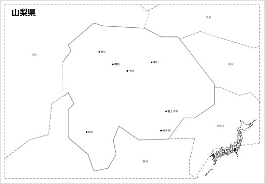 山梨県の白地図の画像２