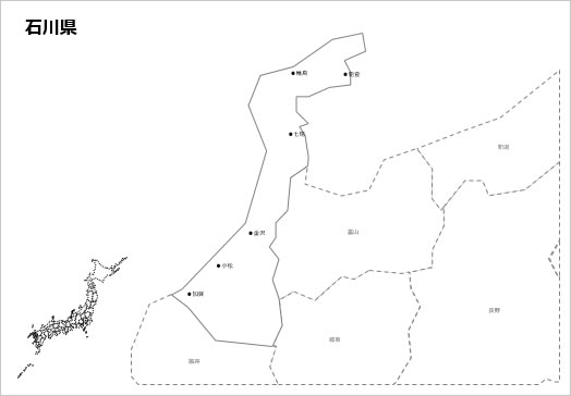 石川県の白地図 パワーポイント パワポ素材のぱわぽすけ