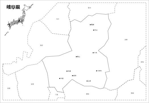 岐阜県の白地図の画像２