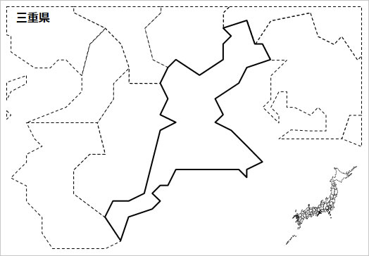 三重県の白地図 パワーポイント パワポ素材のぱわぽすけ