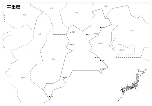 三重県の白地図 パワーポイント パワポ素材のぱわぽすけ