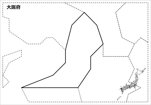 大阪府の白地図 パワーポイント パワポ素材のぱわぽすけ