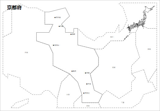 京都府の白地図 パワーポイント パワポ素材のぱわぽすけ