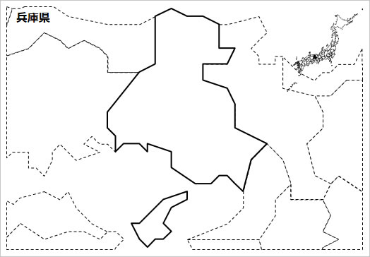 兵庫県の白地図 パワーポイント パワポ素材のぱわぽすけ