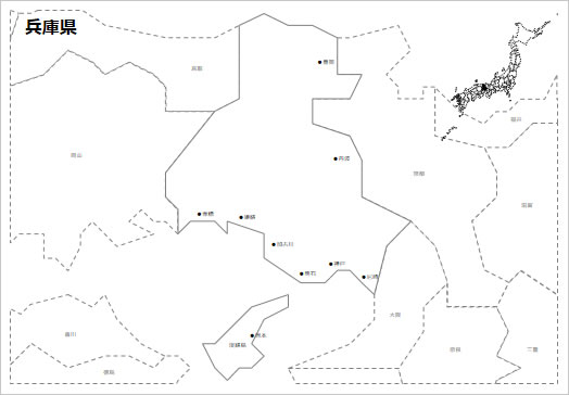 兵庫県の白地図の画像２