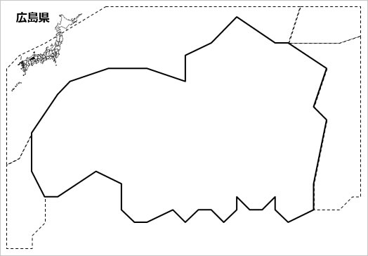 広島県の白地図 パワーポイント パワポ素材のぱわぽすけ