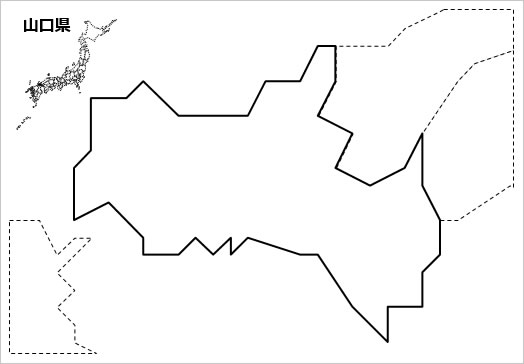 山口県の白地図 パワーポイント パワポ素材のぱわぽすけ