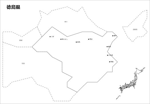 徳島県の白地図 パワーポイント パワポ素材のぱわぽすけ
