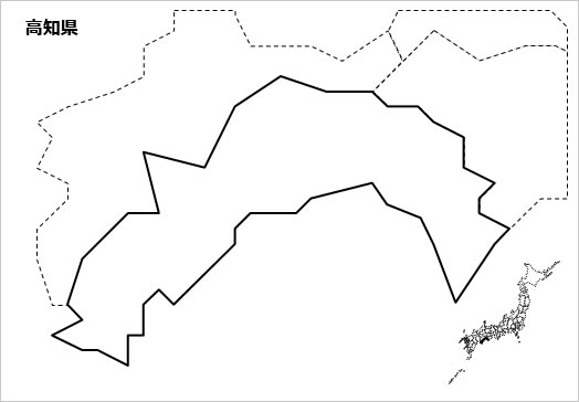 高知県の白地図 パワーポイント パワポ素材のぱわぽすけ