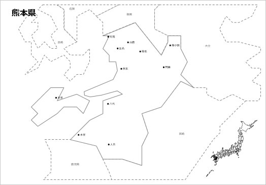 熊本県の白地図の画像２