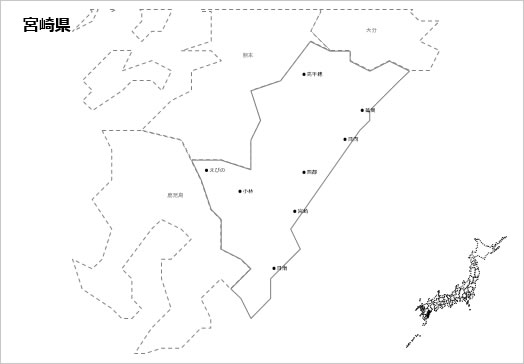 宮崎県の白地図の画像２
