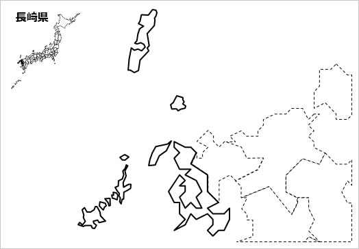 長崎県の白地図 パワーポイント パワポ素材のぱわぽすけ