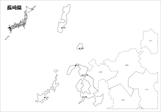長崎県の白地図の画像２