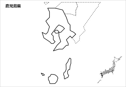 鹿児島県の白地図 パワーポイント パワポ素材のぱわぽすけ