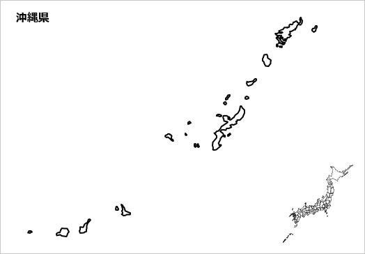 沖縄県の白地図 パワーポイント パワポ素材のぱわぽすけ