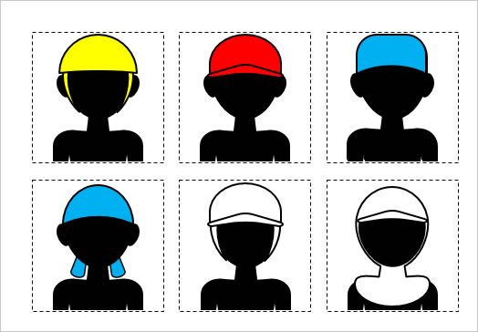ヘルメットなどの頭への着用マークの画像