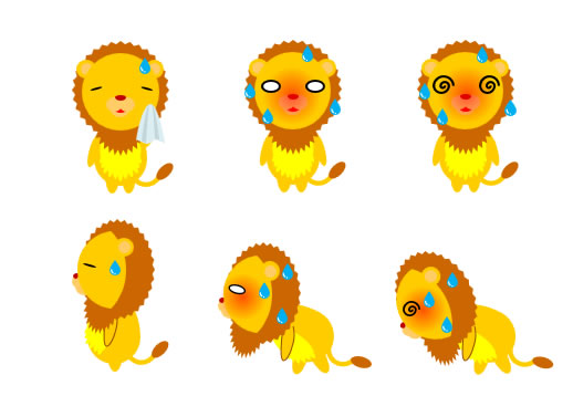 熱中症気味のライオンのイラストの画像２