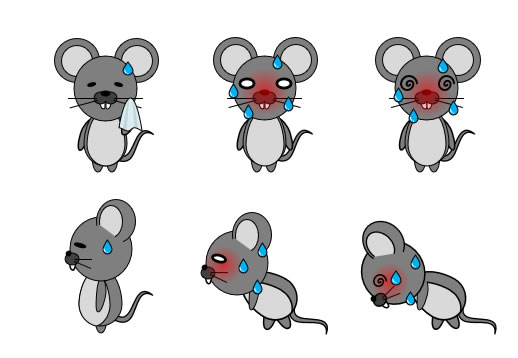 熱中症気味のネズミのイラストの画像