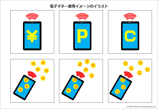 電子マネー使用イメージのイラストの画像