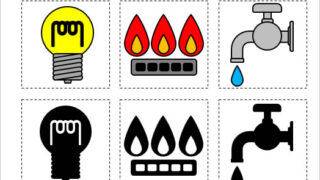 水道、ガス、電気マークのイラスト画像